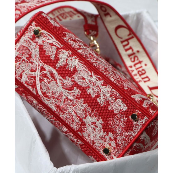 Fake Christian Dior Medium Lady D-Lite Bag Red Replica