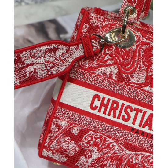 Fake Christian Dior Medium Lady D-Lite Bag Red Replica