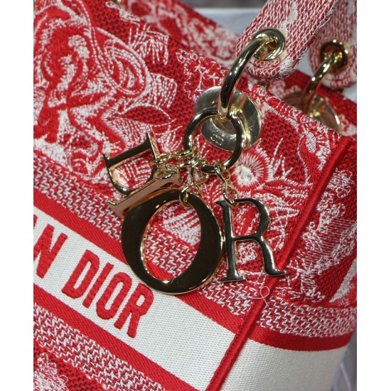 Fake Christian Dior Medium Lady D-Lite Bag Red Replica