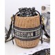 Replica Christian Dior Wicker Bucket Bag Apricot