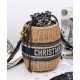 Replica Christian Dior Wicker Bucket Bag Apricot