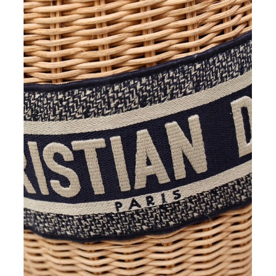 Replica Christian Dior Wicker Bucket Bag Apricot