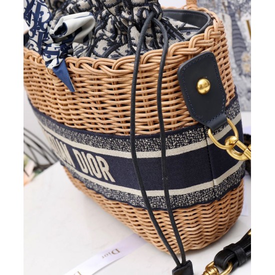 Replica Christian Dior Wicker Basket Bag Apricot