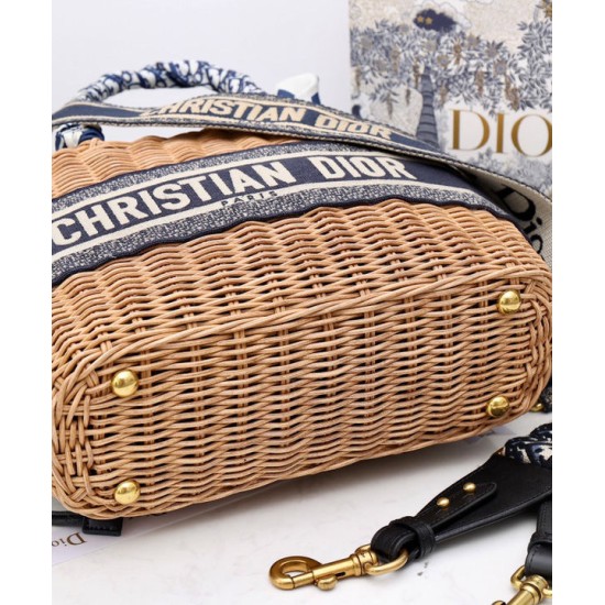 Replica Christian Dior Wicker Basket Bag Apricot