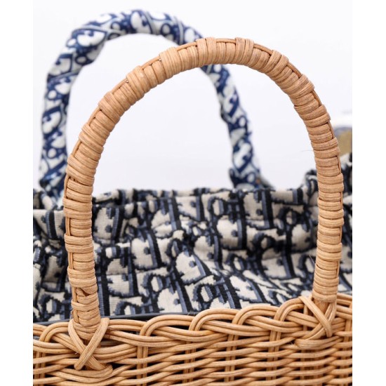 Replica Christian Dior Wicker Basket Bag Apricot