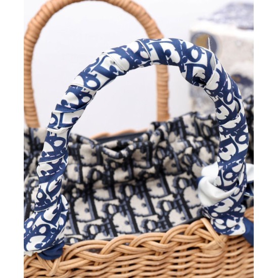 Replica Christian Dior Wicker Basket Bag Apricot