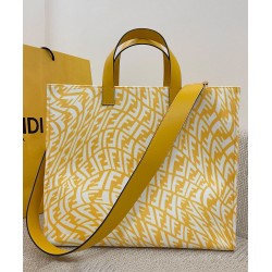 Fake Shopper Glazed Canvas Bag 8BH357 Yellow Replica