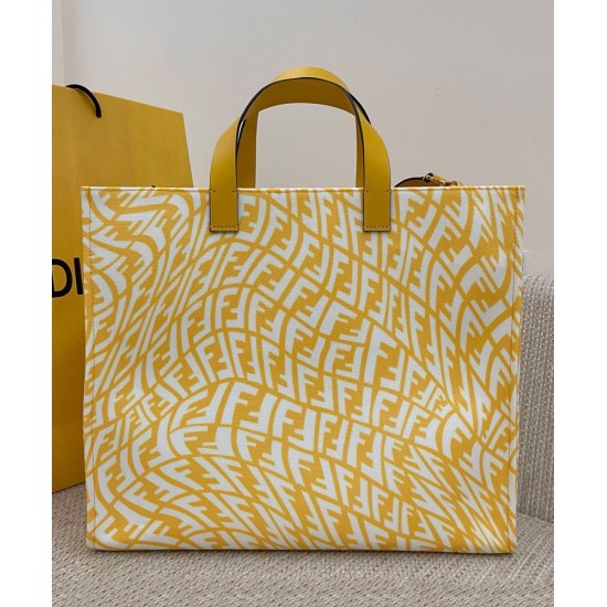 Fake Shopper Glazed Canvas Bag 8BH357 Yellow Replica