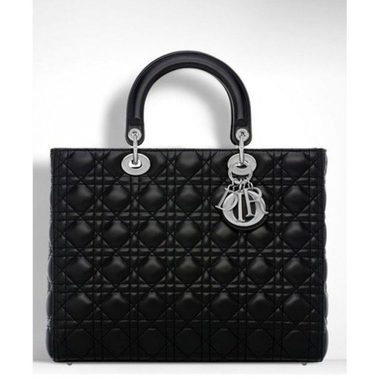 Fake Dior Lady Dior Large Classic Tote Bag With Lambskin Black Replica Replica Dior Lady Dior Large Classic Tote Bag With Lambskin Black