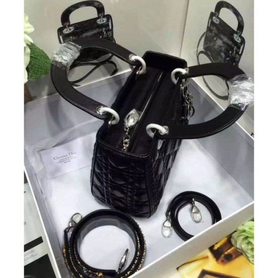 Replica Dior Lady Dior Medium Classic Tote Bag With Lambskin Black