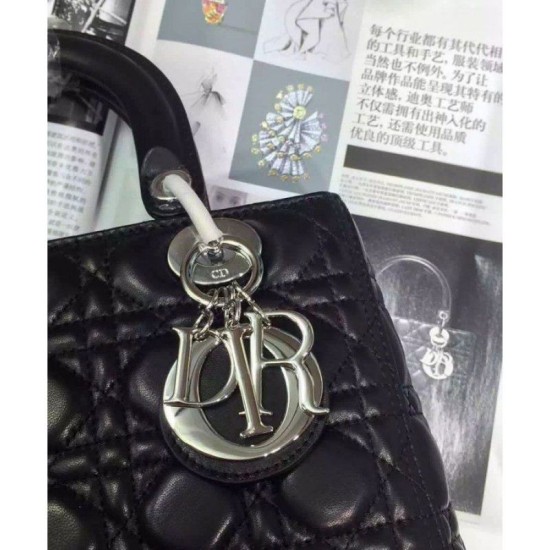 Replica Dior Lady Dior Medium Classic Tote Bag With Lambskin Black