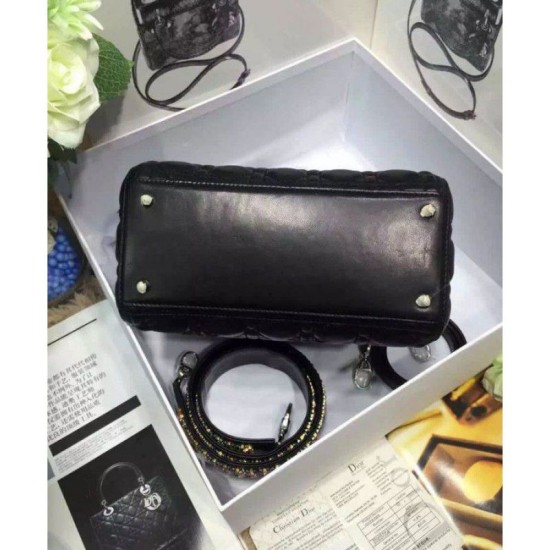 Replica Dior Lady Dior Medium Classic Tote Bag With Lambskin Black