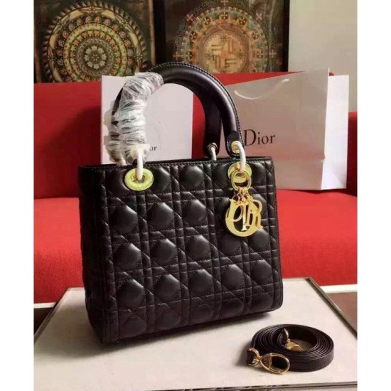 Replica Dior Lady Dior Medium Classic Tote Bag With Lambskin Black