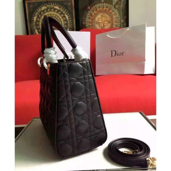 Replica Dior Lady Dior Medium Classic Tote Bag With Lambskin Black
