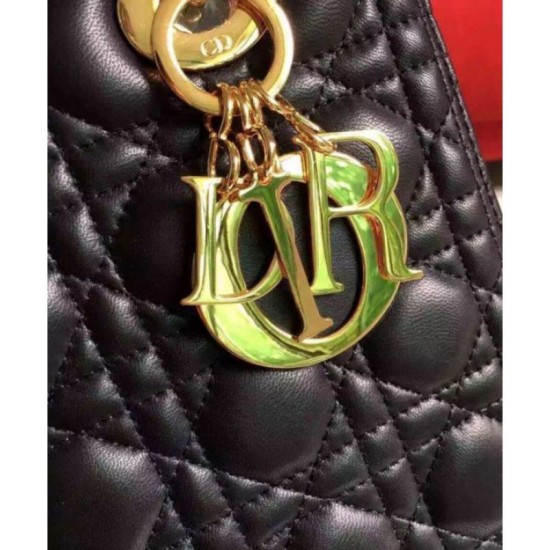 Replica Dior Lady Dior Medium Classic Tote Bag With Lambskin Black