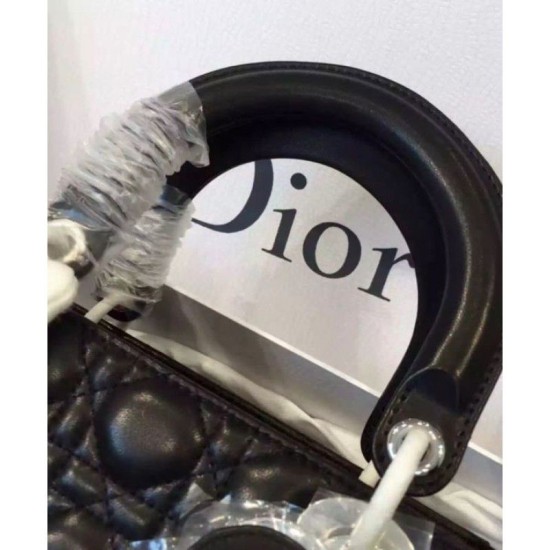 Fake Dior Lady Dior Medium Classic Tote Bag With Lambskin Black Replica