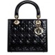 Replica Dior Lady Dior Medium Patent Leather Handbag Black
