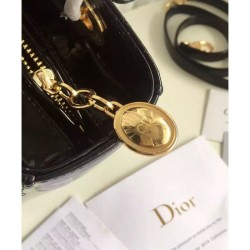 Replica Dior Lady Dior Medium Patent Leather Handbag Black Replica Dior Lady Dior Medium Patent Leather Handbag Black