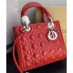 Fake Dior Lady Dior Medium Patent Leather Handbag Red Replica