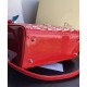 Fake Dior Lady Dior Medium Patent Leather Handbag Red Replica