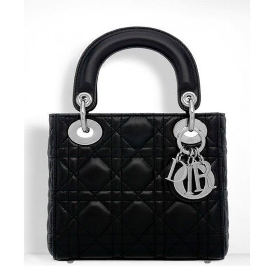 Replica Dior Lady Dior Mini Classic Tote Bag With Lambskin Black