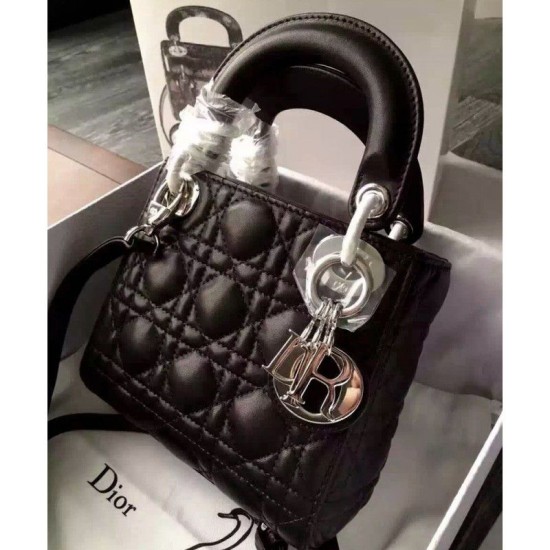 Replica Dior Lady Dior Mini Classic Tote Bag With Lambskin Black