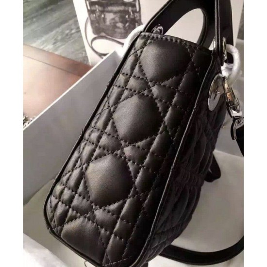 Replica Dior Lady Dior Mini Classic Tote Bag With Lambskin Black