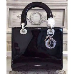 Fake Lady Dior Patent Bag Black Replica