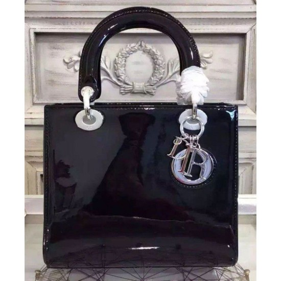 Fake Lady Dior Patent Bag Black Replica