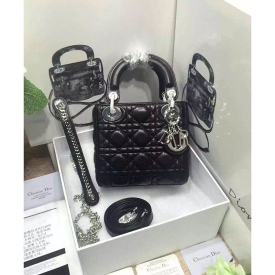 Replica Dior Lady Dior Classic Tote Bag With Lambskin Black