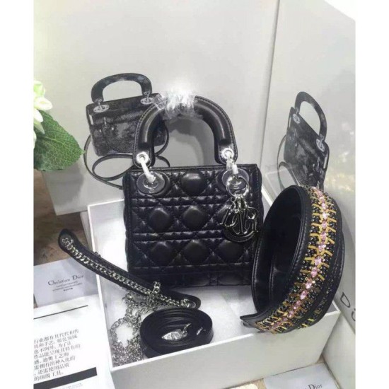 Replica Dior Lady Dior Classic Tote Bag With Lambskin Black