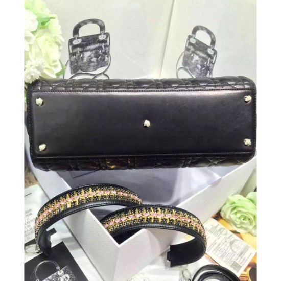 Fake Dior Lady Dior Large Classic Tote Bag With Lambskin Black Replica Replica Dior Lady Dior Large Classic Tote Bag With Lambskin Black