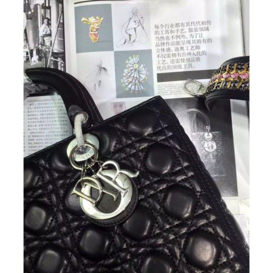 Fake Dior Lady Dior Large Classic Tote Bag With Lambskin Black Replica Replica Dior Lady Dior Large Classic Tote Bag With Lambskin Black