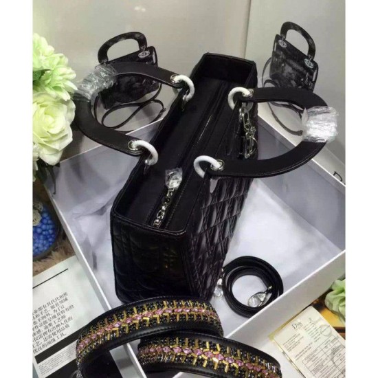 Fake Dior Lady Dior Large Classic Tote Bag With Lambskin Black Replica Replica Dior Lady Dior Large Classic Tote Bag With Lambskin Black