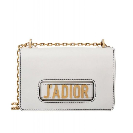 Fake Dior J'ADIOR Flap Bag With Chain In Calfskin M9000 White Replica