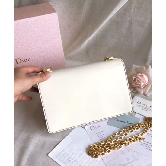 Fake Dior J'ADIOR Flap Bag With Chain In Calfskin M9000 White Replica