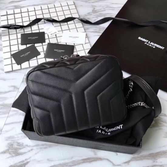 Replica Saint Laurent Medium LouLou Chain Bag Black