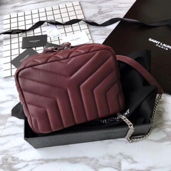 Fake Saint Laurent Medium LouLou Chain Bag Red Replica