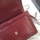 Fake YSL Saint Laurent Medium Sunset Bag In Crocodile Embossed Shiny Leather Replica