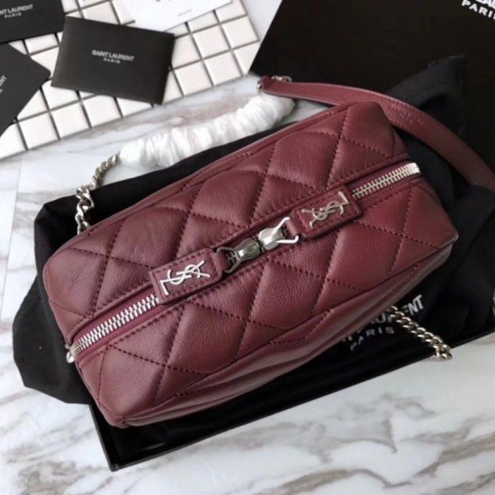 Fake Saint Laurent Medium LouLou Chain Bag Red Replica