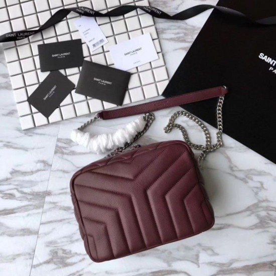 Fake Saint Laurent Medium LouLou Chain Bag Red Replica