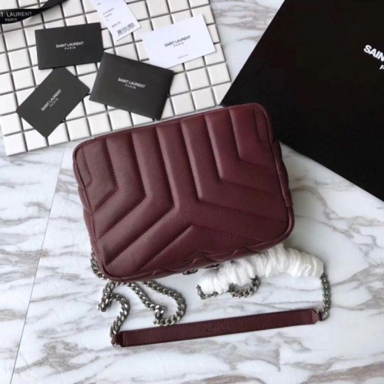 Fake Saint Laurent Medium LouLou Chain Bag Red Replica