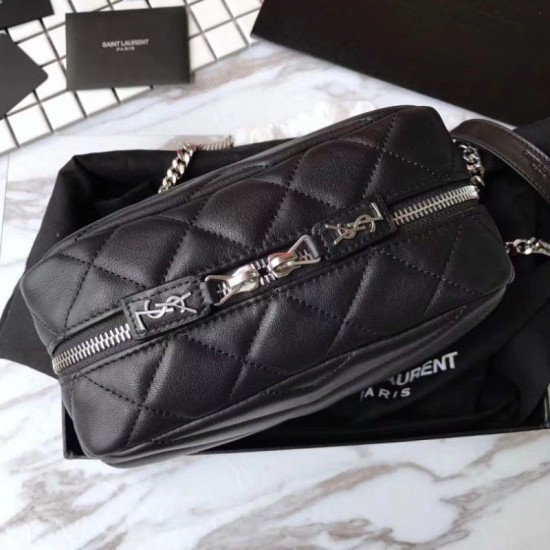 Replica Saint Laurent Medium LouLou Chain Bag Black