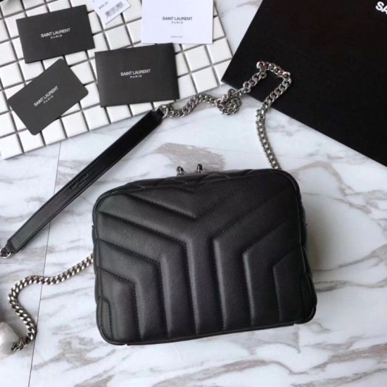 Replica Saint Laurent Medium LouLou Chain Bag Black