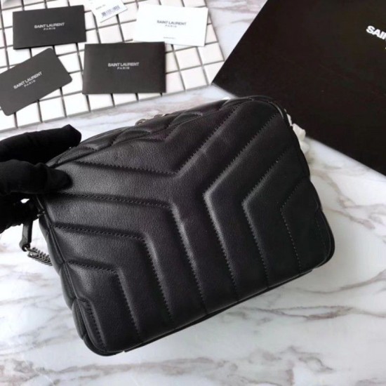 Replica Saint Laurent Medium LouLou Chain Bag Black