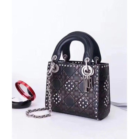 Replica Christian Dior Lady Dior supple bag in calfskin leather Black