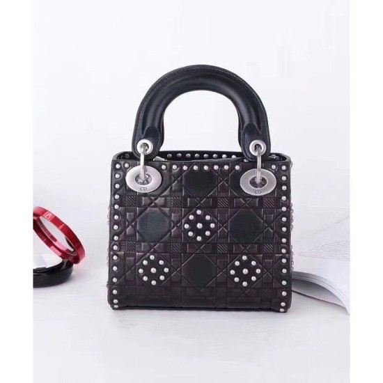 Replica Christian Dior Lady Dior supple bag in calfskin leather Black