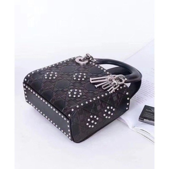 Replica Christian Dior Lady Dior supple bag in calfskin leather Black