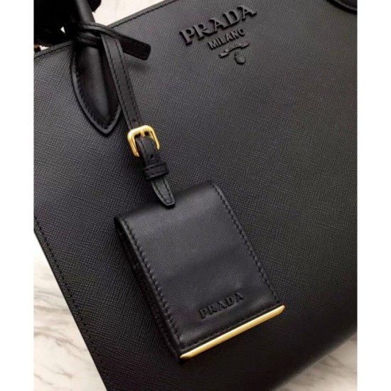 Fake Prada Monochrome Saffiano Tote Bag Black Replica