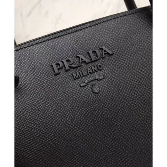 Fake Prada Monochrome Saffiano Tote Bag Black Replica